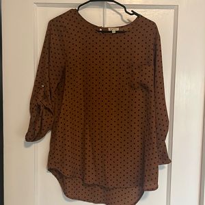 Lily White tan with polka dots blouse